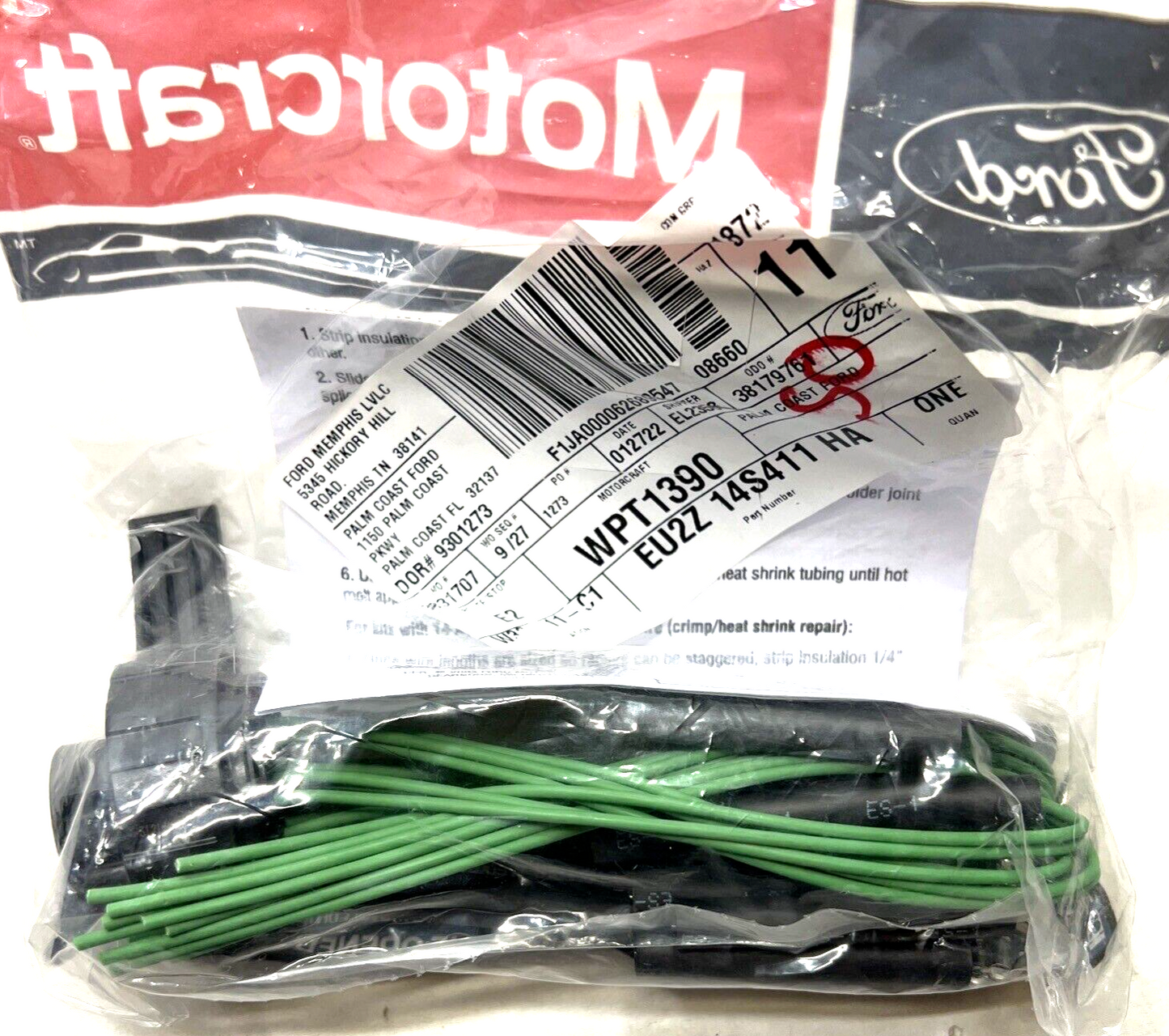 New OEM Genuine Ford Wire Assembly Motorcraft WPT1390