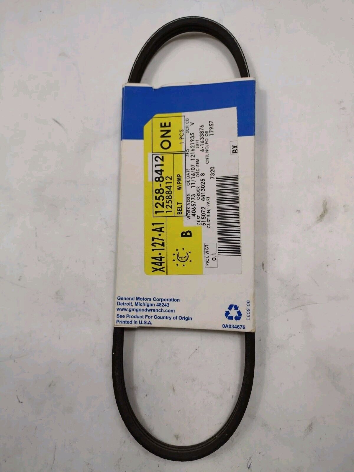 Genuine OEM GM Buick Lucerne Water Pump Serpentine Belt 1995-2011 12588412