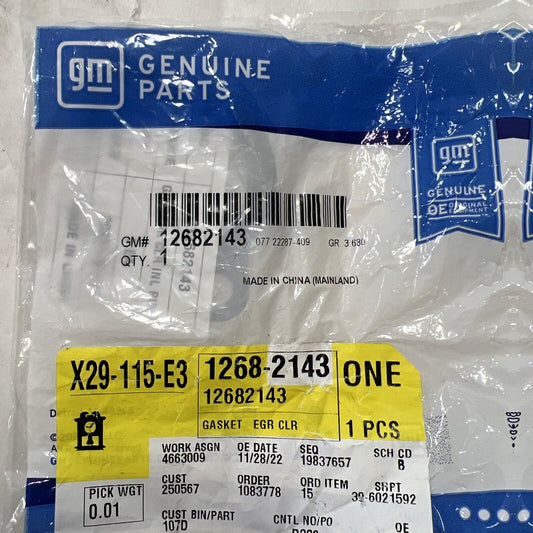 Genuine OEM GM Exhaust Gas Recirculation Cooler Inlet Pipe Gasket 16-29 12682143