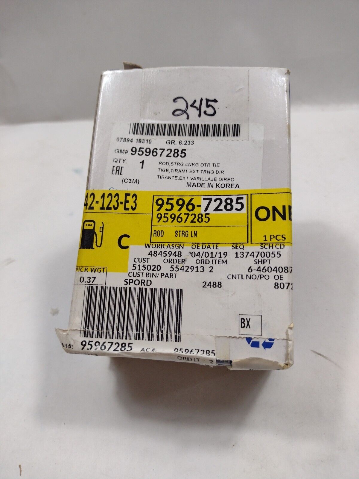 Genuine OEM GM Chevy Spark Steering Tie Rod End 2013-2016 95967285