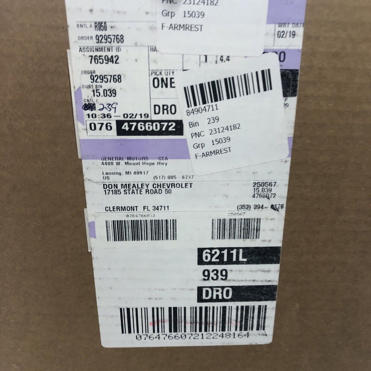 New OEM GM Chevy Impala Armrest Black 2014-2020 GENUINE 23124182