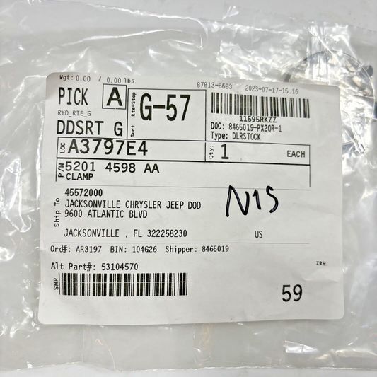 Genuine OEM Mopar Chrysler 200 Fiat 500 Radiator Hose Clamp 2012-2019 52014598AA