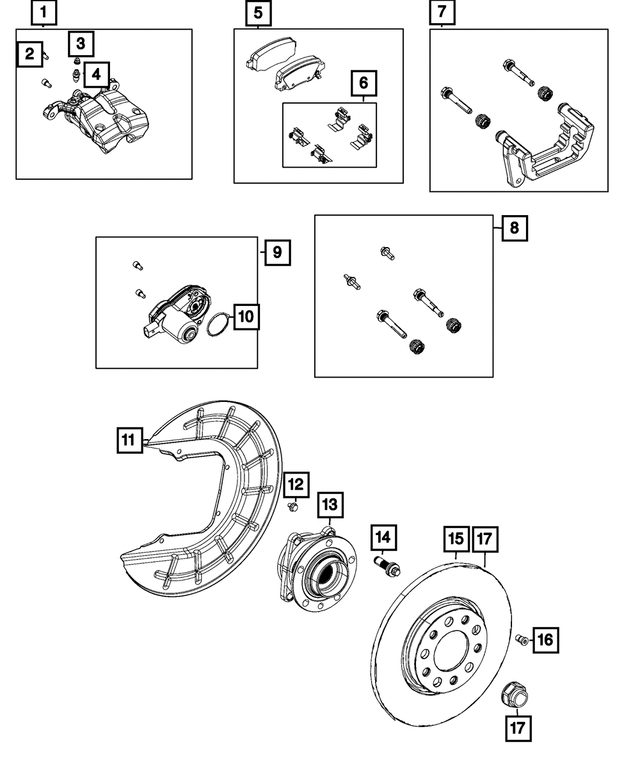 Genuine OEM Mopar Jeep Compass Brake Pads 2017-2025 68353597AB Pads