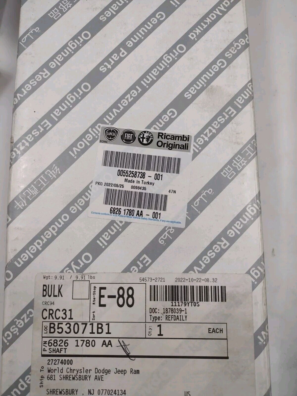 Genuine OEM Mopar RAM ProMaster City Stub Shaft 2015-2022 68261780AA