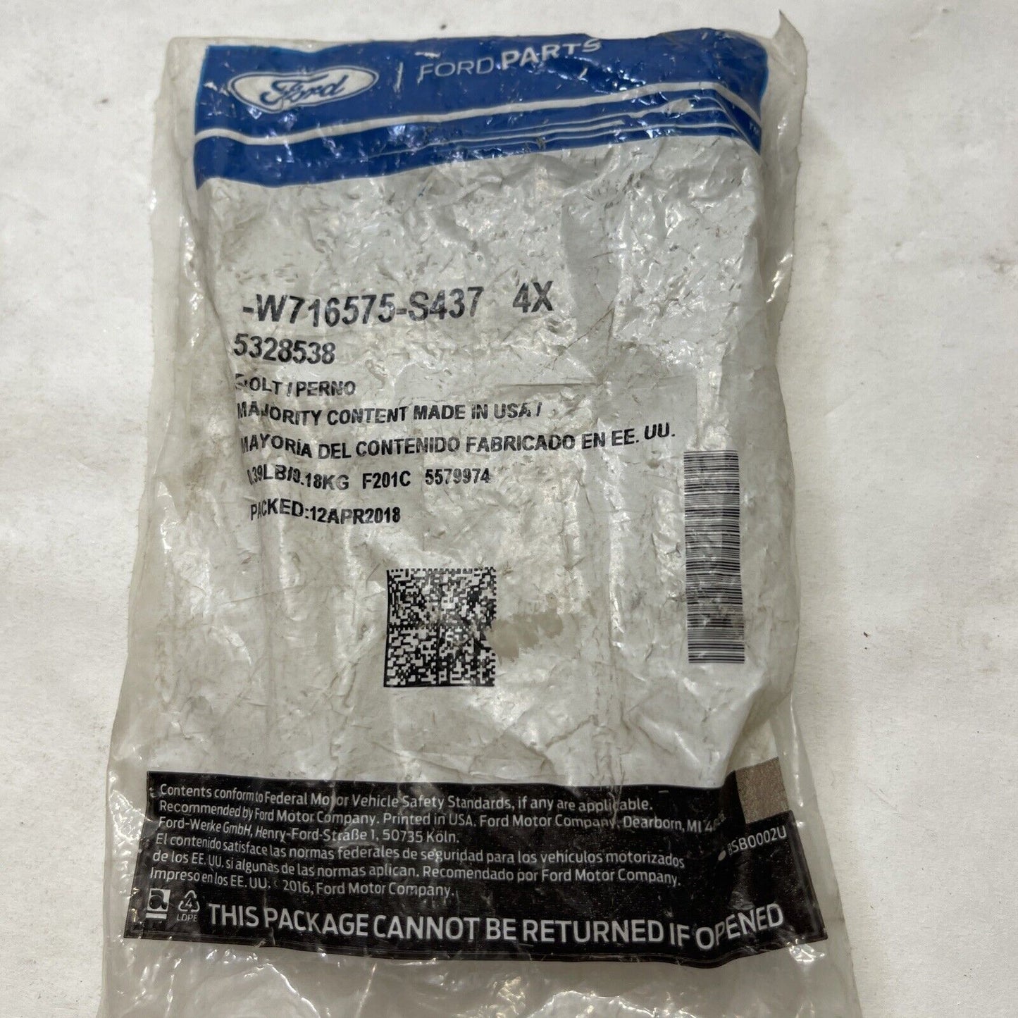 New OEM Genuine Ford 13-23 Steering Wheel Bolt And Washer Assembly W716575S437