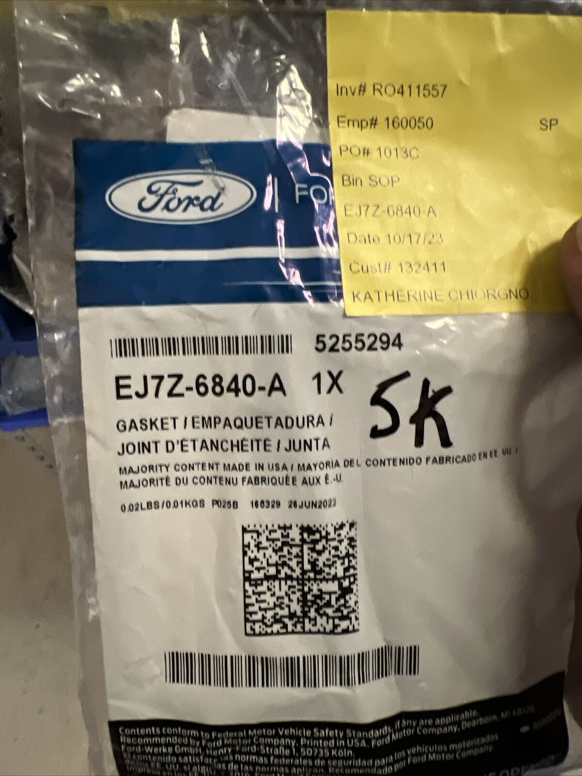 New OEM Genuine Ford Mustang 2015-2023 Adapter Gasket EJ7Z6840A