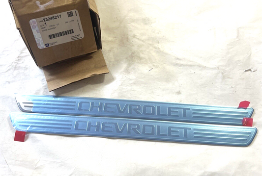 Genuine OEM GM Chevrolet Front Door Stainless Steel Sill Plates 16-24 23248217