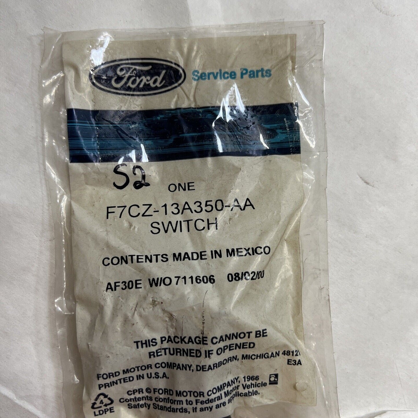 New OEM Ford Escort Hazard Switch 1997-2003 F7CZ-13A350-AA