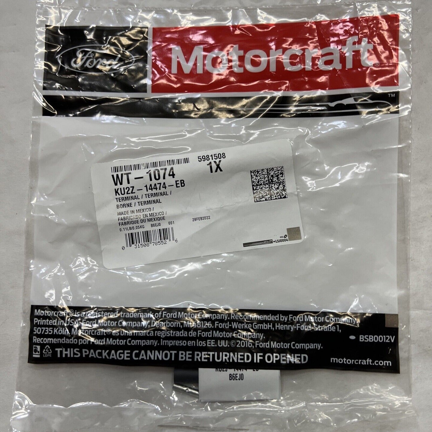 New OEM Genuine Ford Fuel Pump Connector Motorcraft WT1074