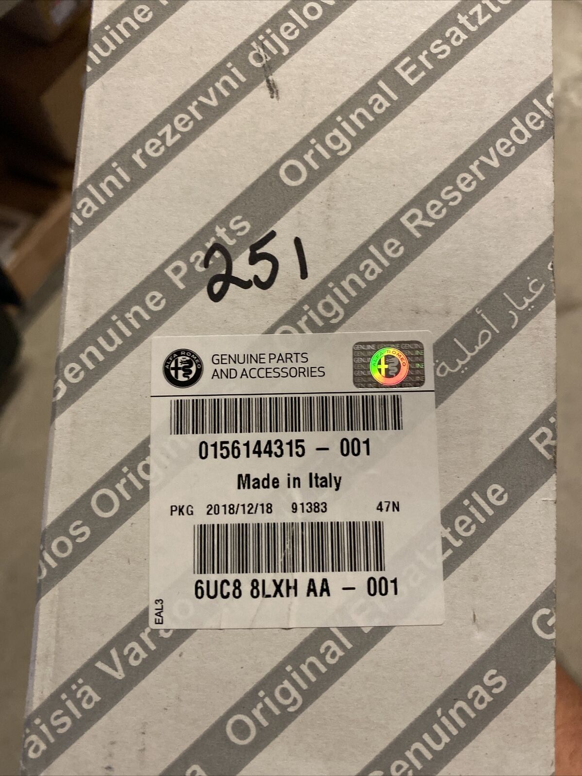 New OEM Alfa Romeo Giulia Roof Console Unit Center Black 2017-19 6UC88LXHAA