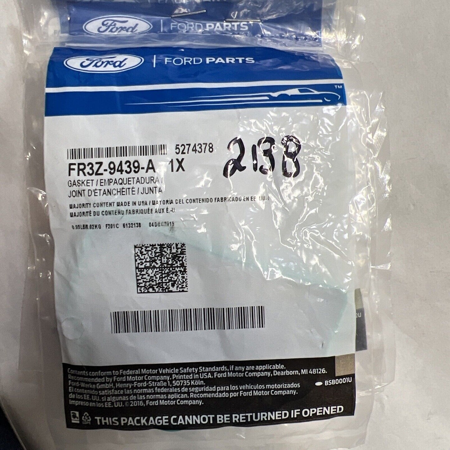 New OEM Genuine Ford F-150 2015-2017 Manifold Gasket FR3Z9439A