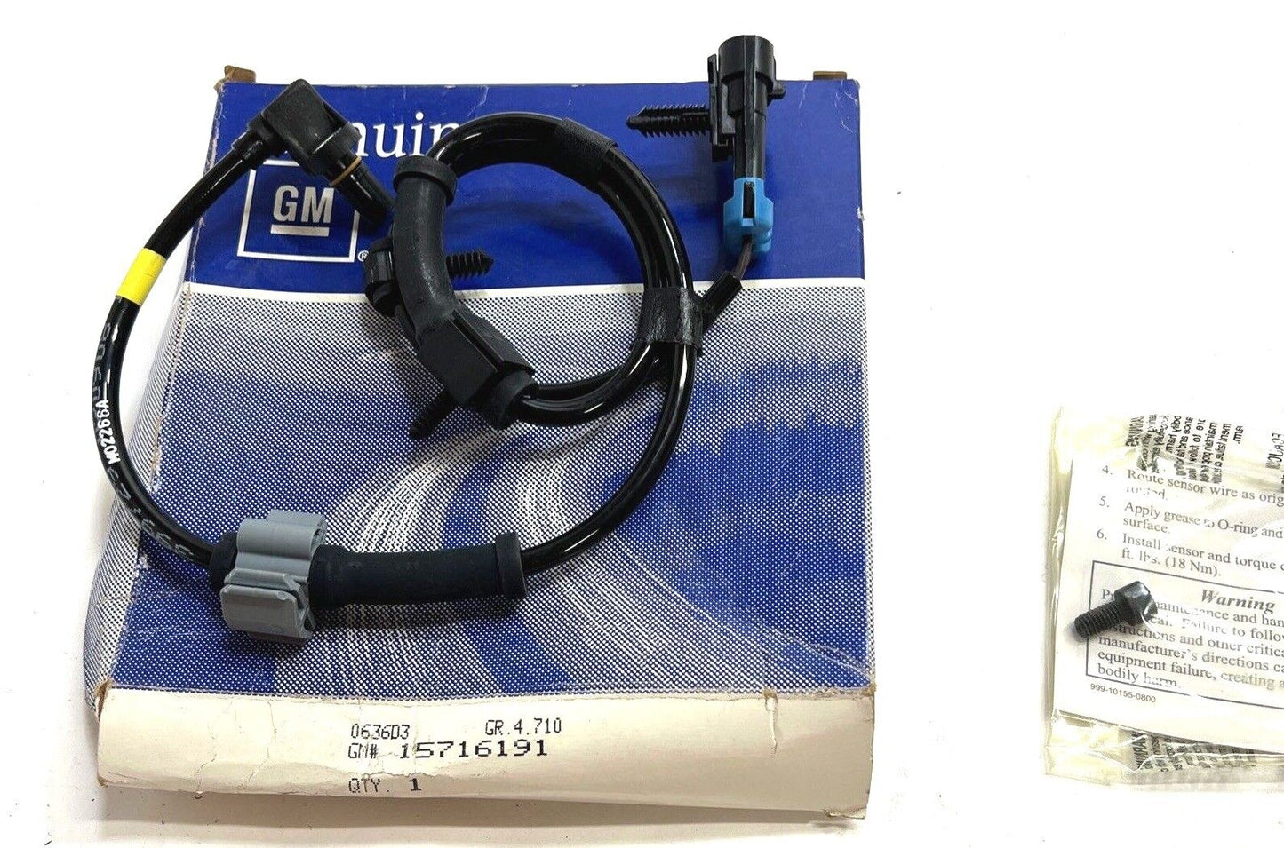 New OEM GM Wheel Speed Sensor Front 15716191