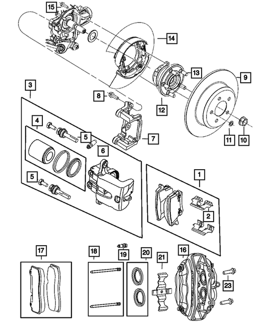 Genuine OEM Mopar Chrysler Dodge Rear Disc Brake Pad Set 2005-2020 5142561AC