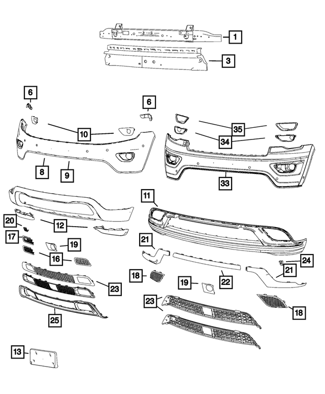 Genuine OEM Mopar Chrome Grill 2014-2016 Jeep Grand Cherokee 68143106AB