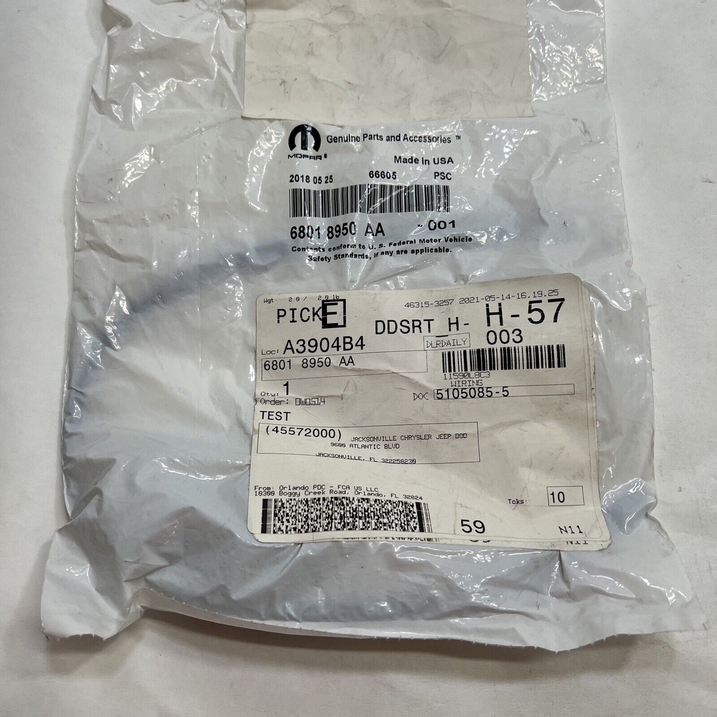 New OEM Genuine Mopar Wiring 68018950AA