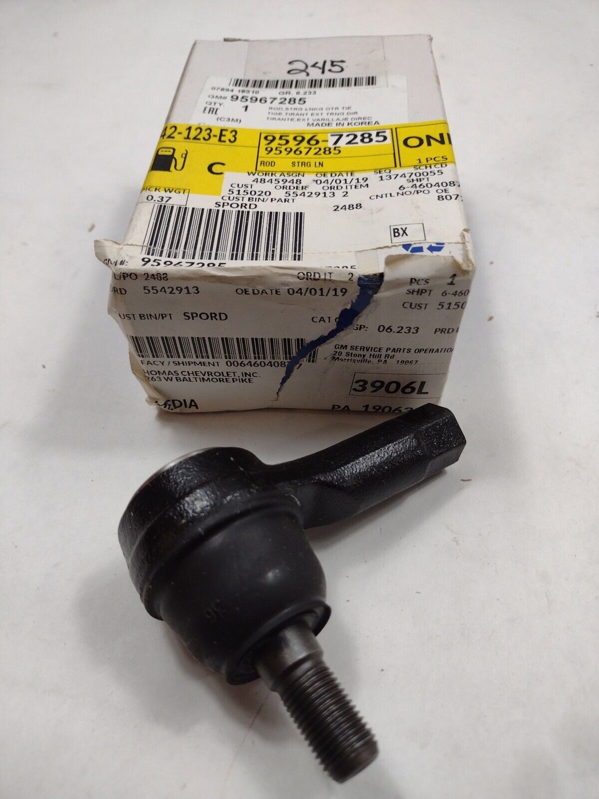 Genuine OEM GM Chevy Spark Steering Tie Rod End 2013-2016 95967285