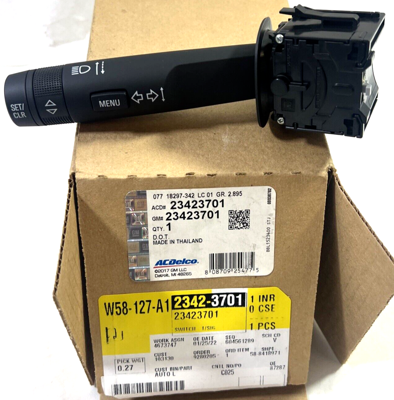 Genuine OEM GM Spark Turn Signal Switch Black 2013-2022 23423701