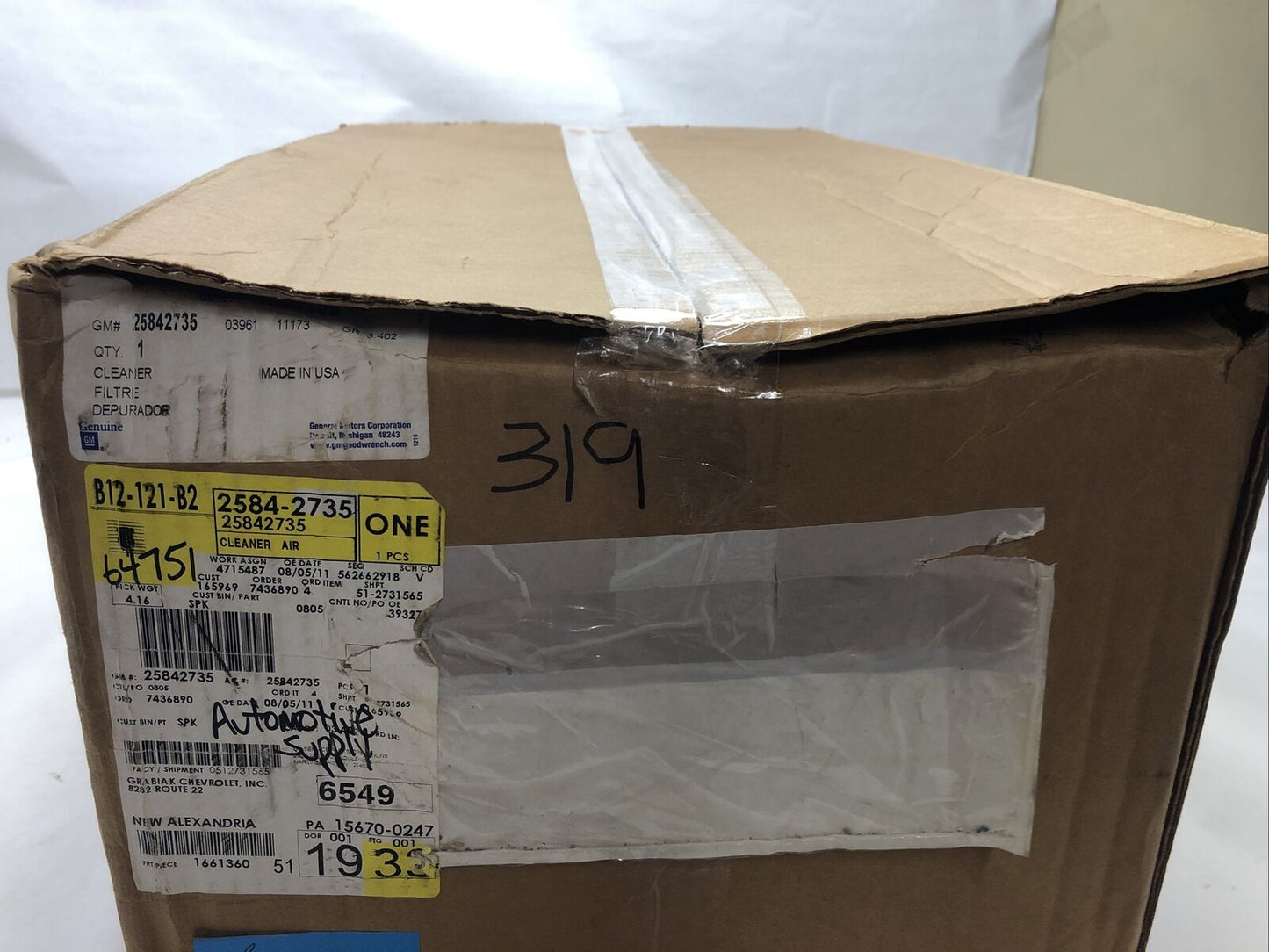 New OEM GM Chevy Malibu Air Cleaner Intake-Filter Box Housing 07-12  25842735