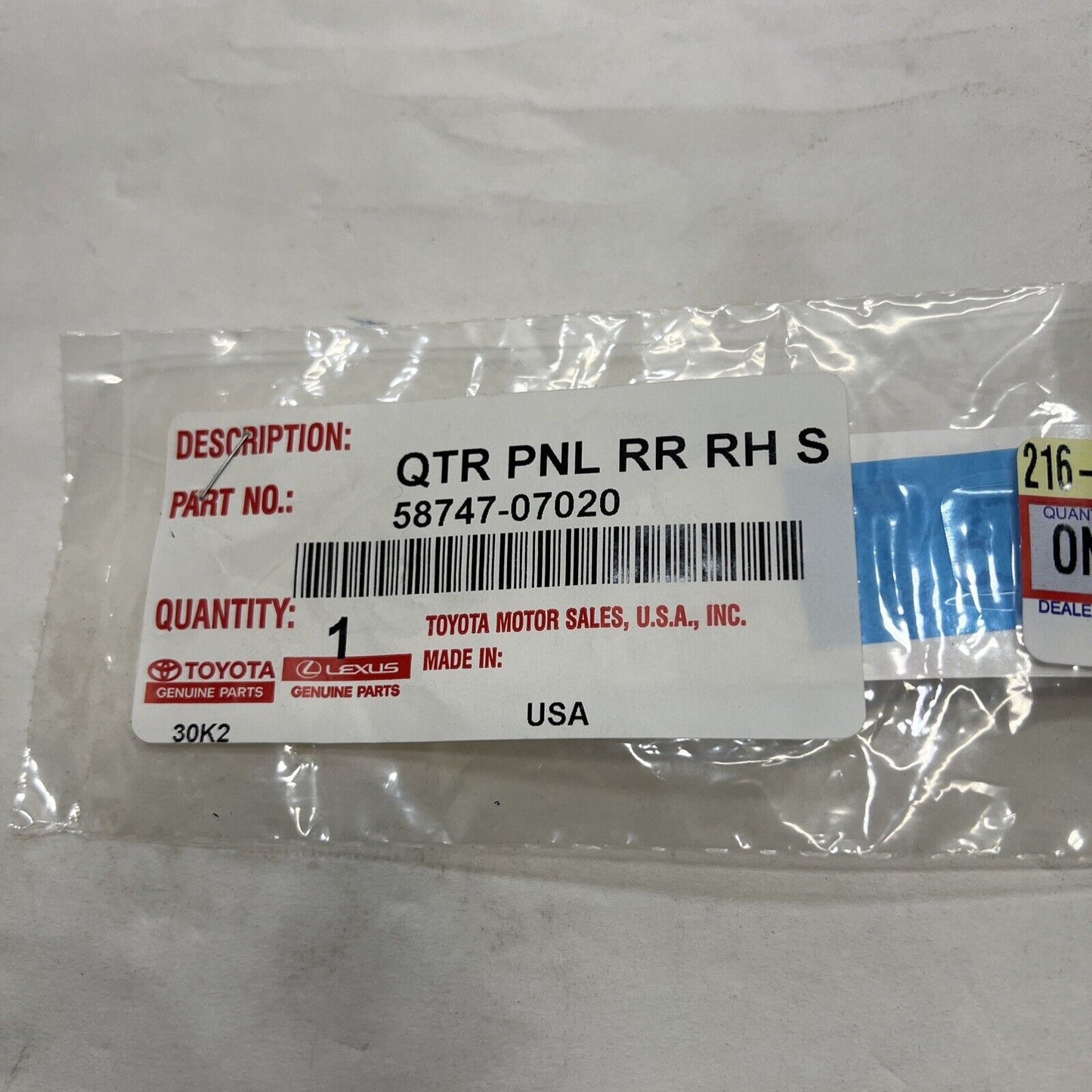 New OEM Genuine Toyota Avalon 2019-2022 Quarter Panel Protector 5874707020