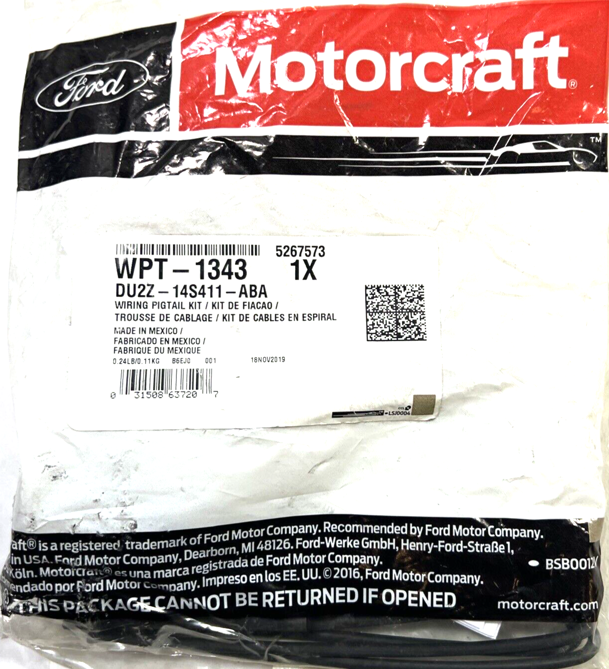 Genuine OEM Ford Wire Assembly Motorcraft WPT1343