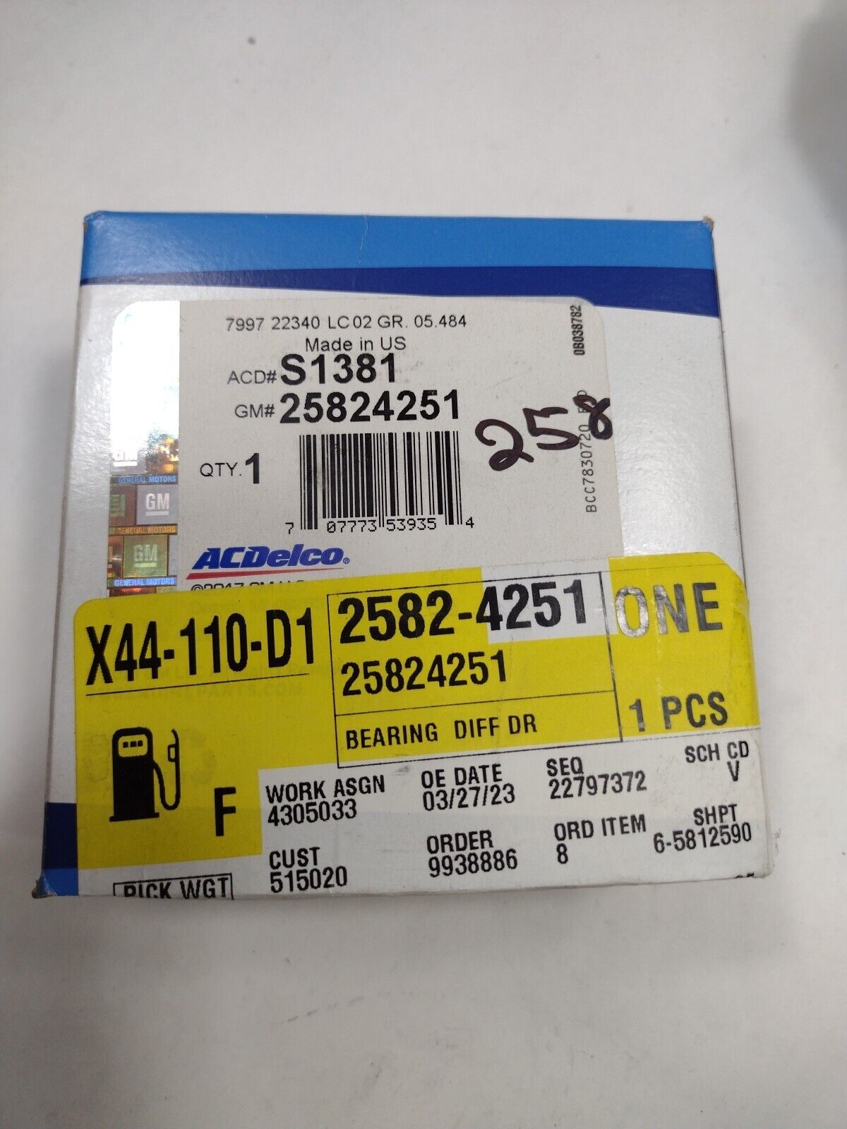 Genuine OEM GM Sierra 1500 Diff Pinion Bearing 2008-21 25824251 ACDelco S1381