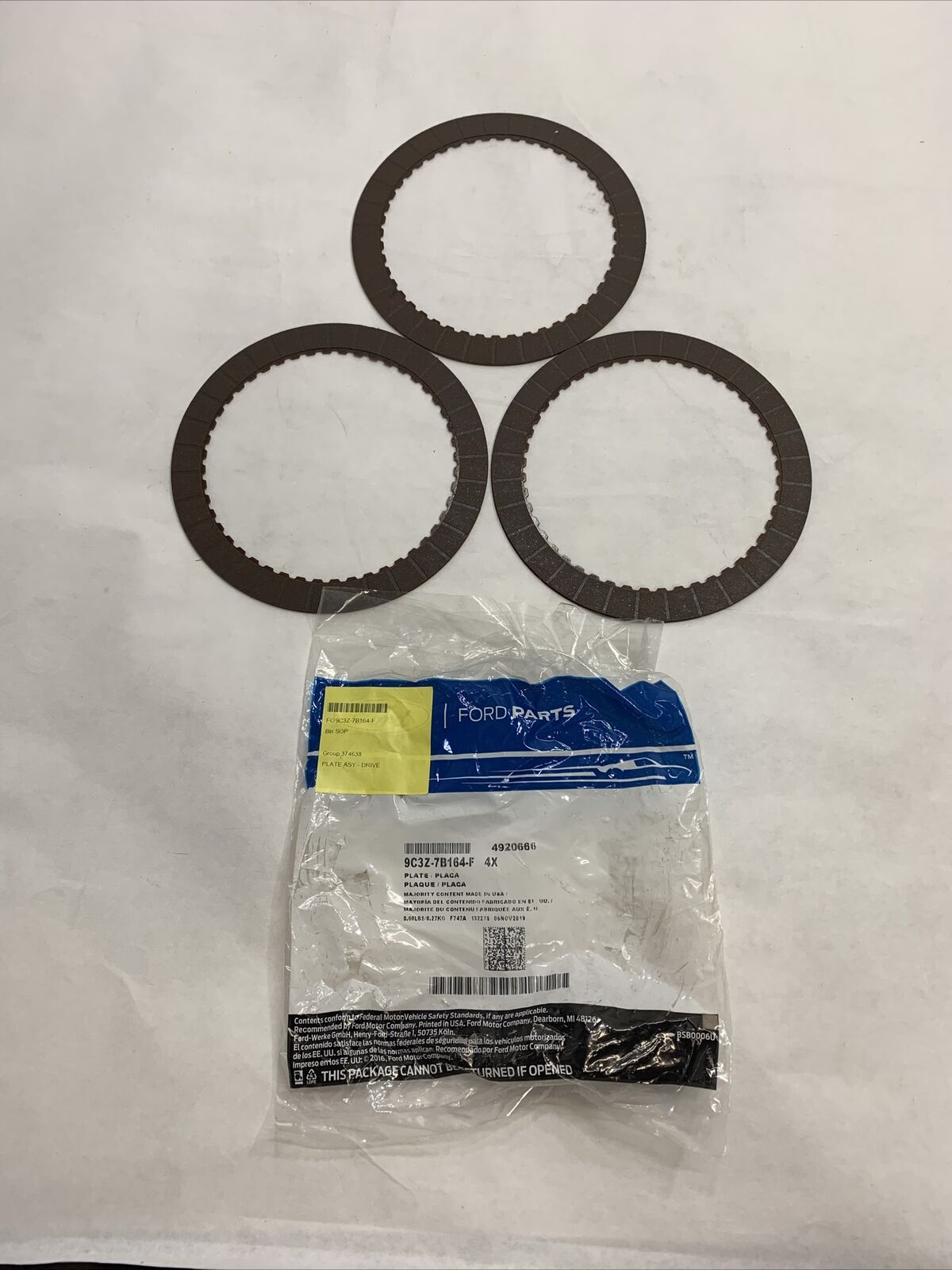 New OEM Ford Transmission Clutch Friction Plate 9C3Z-7B164-F 3 Pack