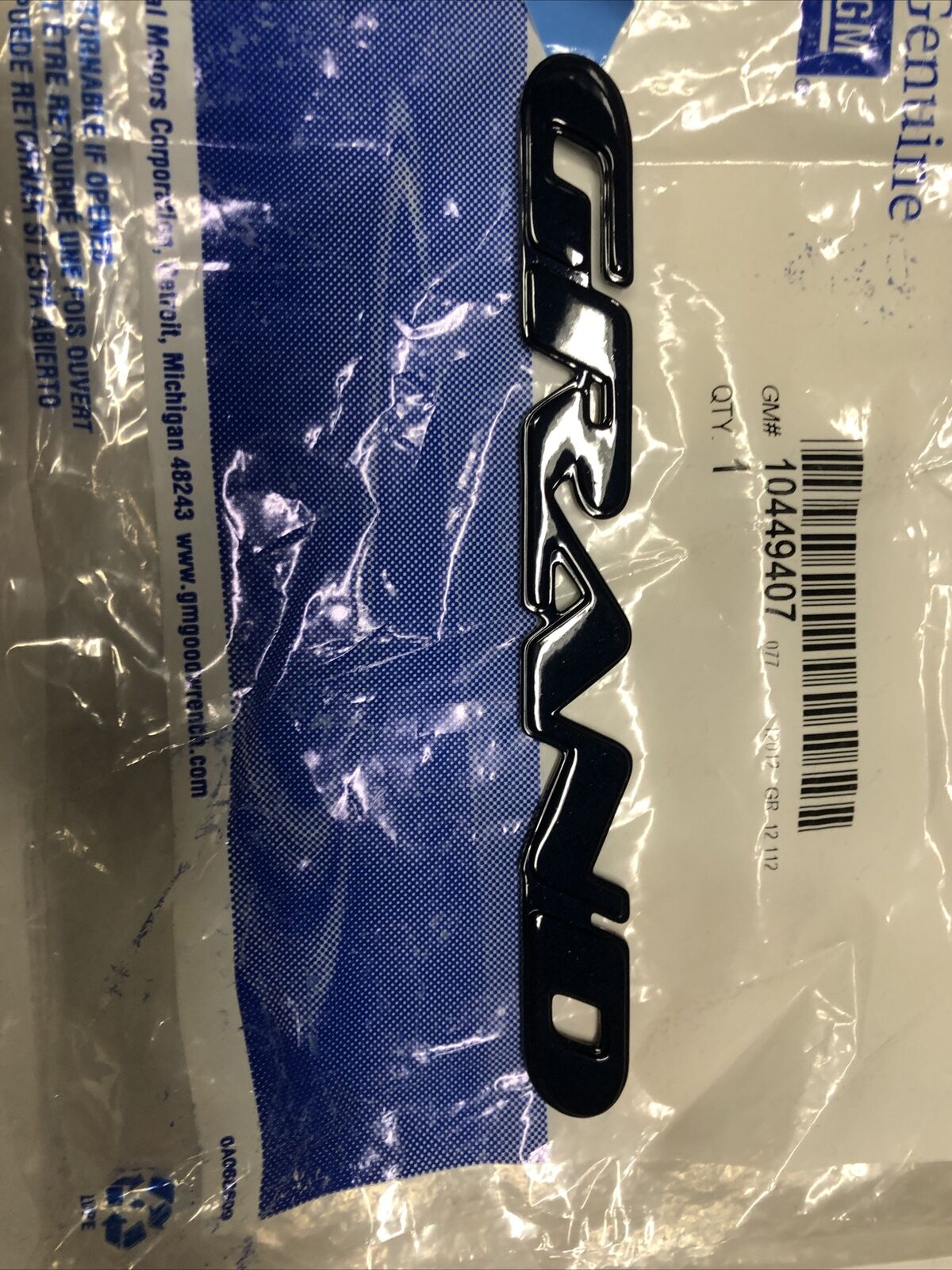 NEW GM PLATE ASM FRT S D NA GRAN  10449407