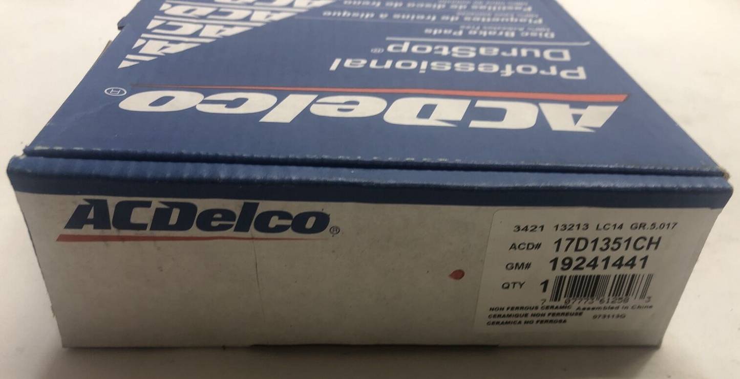 New OEM GM ACDelco 17D1351CH Ceramic Front Disc Brake Pad Kit W/Clips 19428001