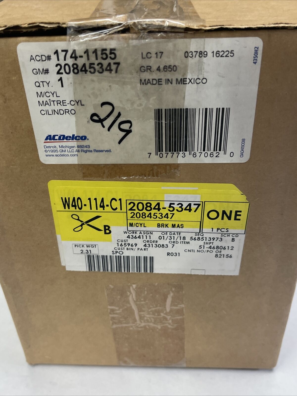 New OEM GM Brake Master Cylinder w/Sensor Silverado 1500 08-13 ACDelco 1741155