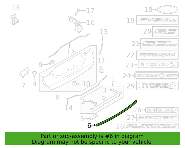New OEM Genuine Ford Fusion 2017-2018 Deck Lid Molding HS7Z5443400D