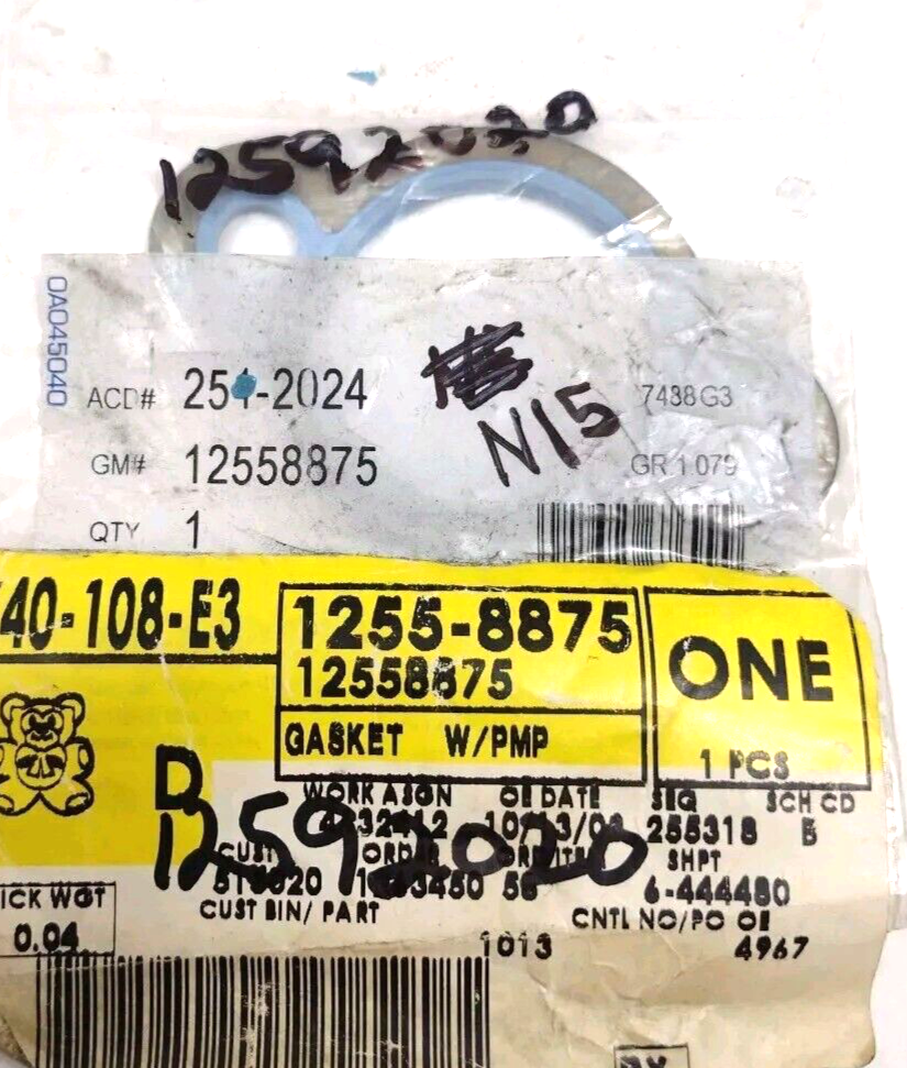 Genuine OEM GM Chevy Silverado 2500 HD Water Pump Gasket 2001-2007 12558875