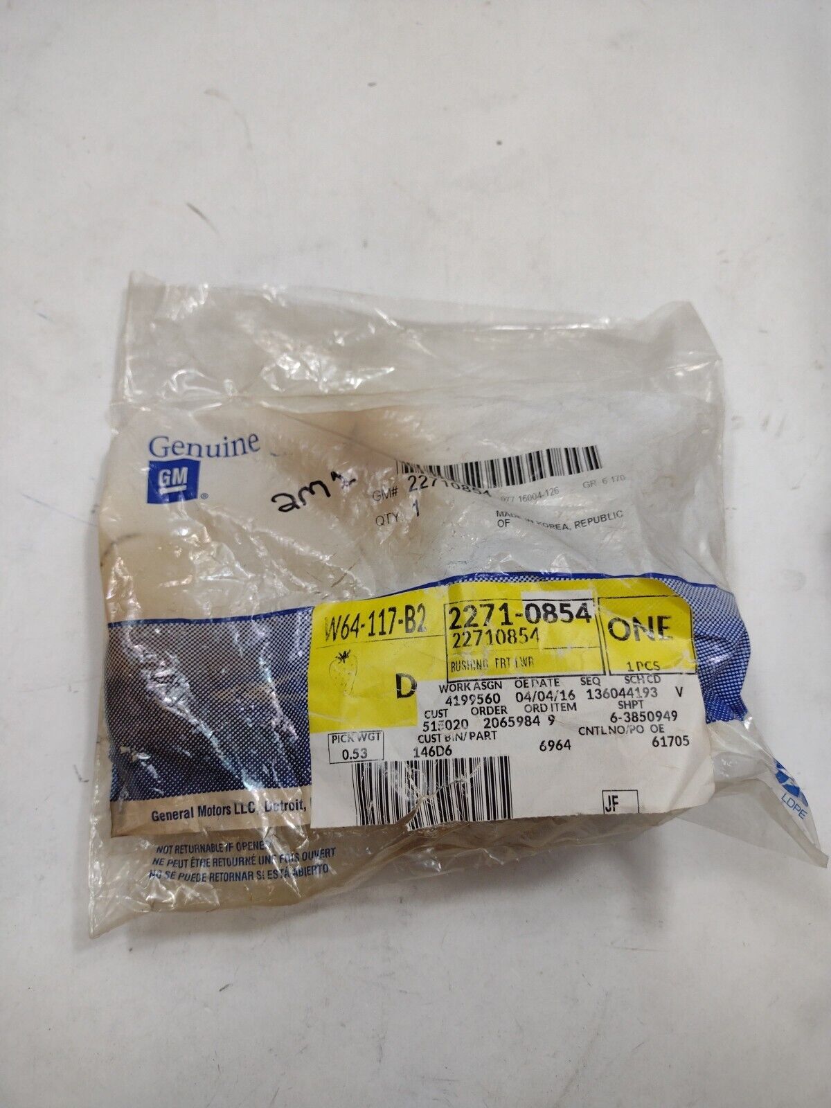 New Genuine GM OEM Front Lower Control Arm Bushing  22710854