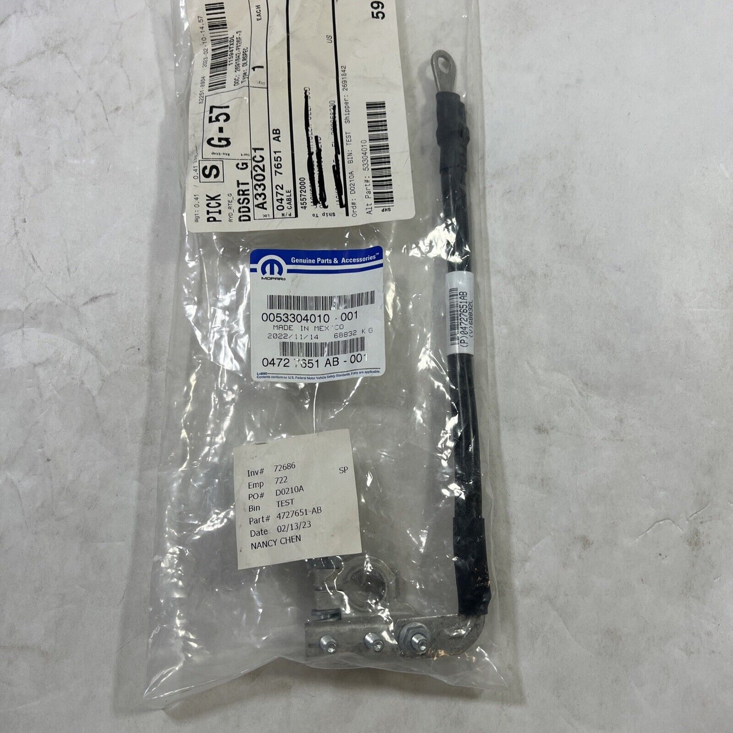 Genuine OEM Mopar ProMaster 1500 Battery Negative Wiring 2014-2023 4727651AB