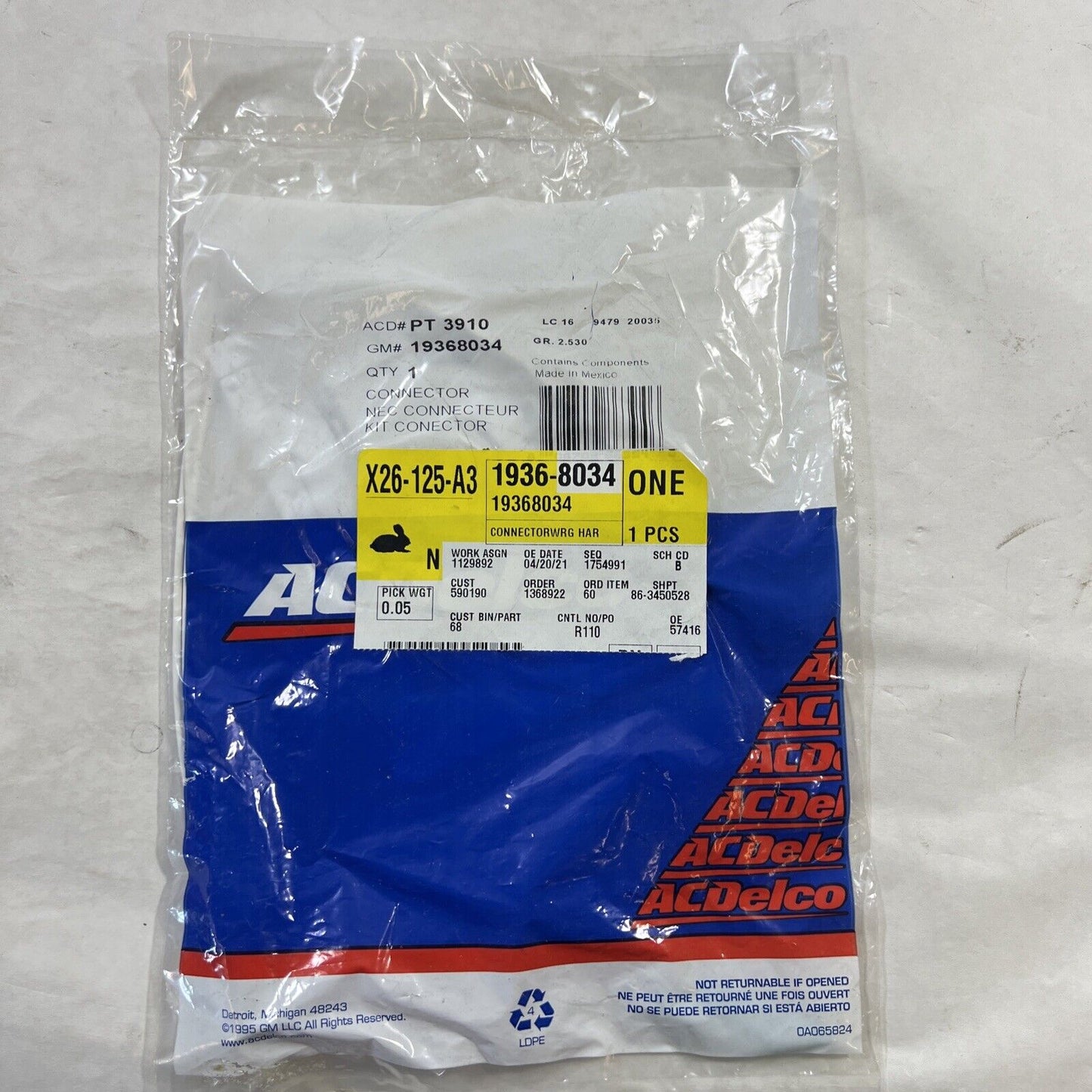 Genuine OEM GM ACDelco Multi Purpose Wire Connector 1988-2023 PT3910 19368034