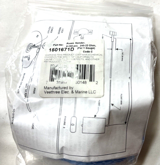 New Genuine Pressure Sender 0-100 PSI 240-33Ohm 1501671