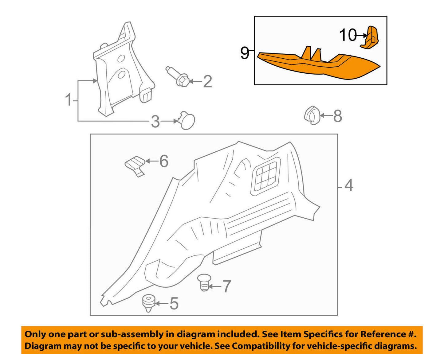 New OEM Ford Edge Rear Right Interior Trim 07-14 7T4Z7831010AA