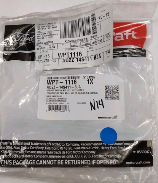 Genuine OEM Ford Wire Assembly AU2Z-14S411-BJA Motorcraft wpt1116