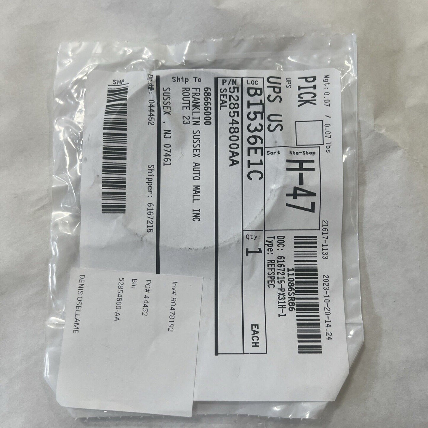 Genuine OEM Mopar Automatic Transmission Output Shaft Seal 2018-2025 52854800AA