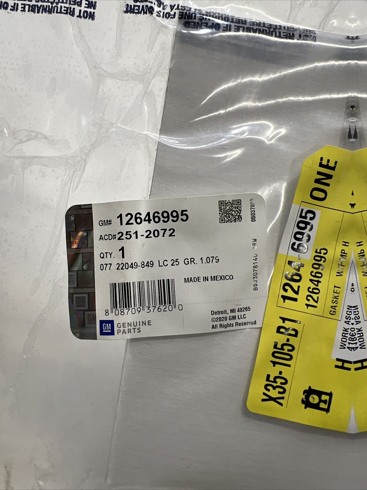 New OEM Genuine GM XT5 2014-2023 Engine Water Pump Housing Gasket 12646995