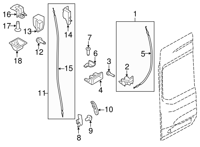 Genuine OEM Ford Transit-150 Rear Left Door Inner Release Cable BK3Z61266A46C