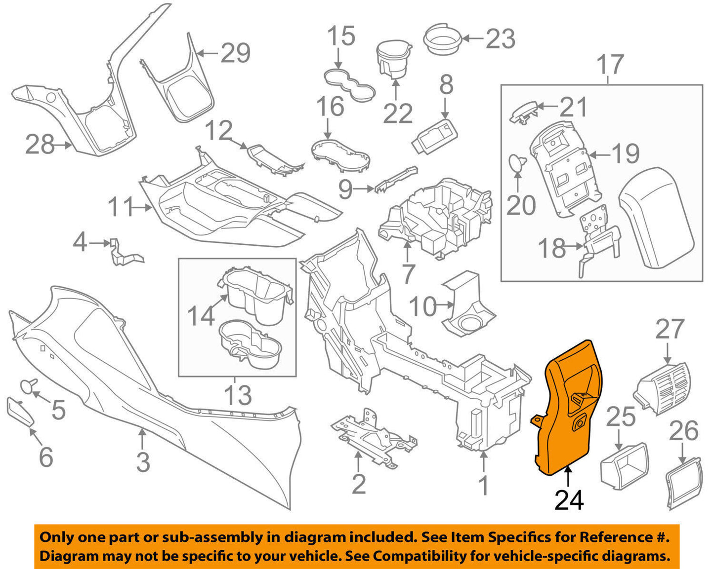 New OEM Ford Escape Center Console Rear Panel 13-18 CJ5Z78045D72BB