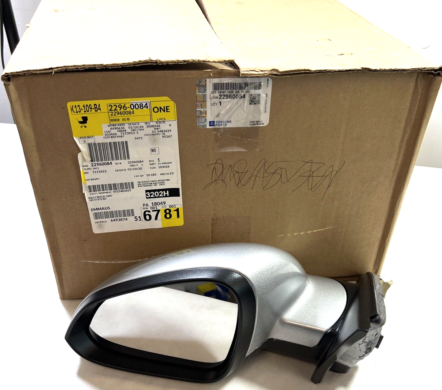 Genuine OEM GM Regal Left Driver Side Primed Mirror 2012-2017 22960084