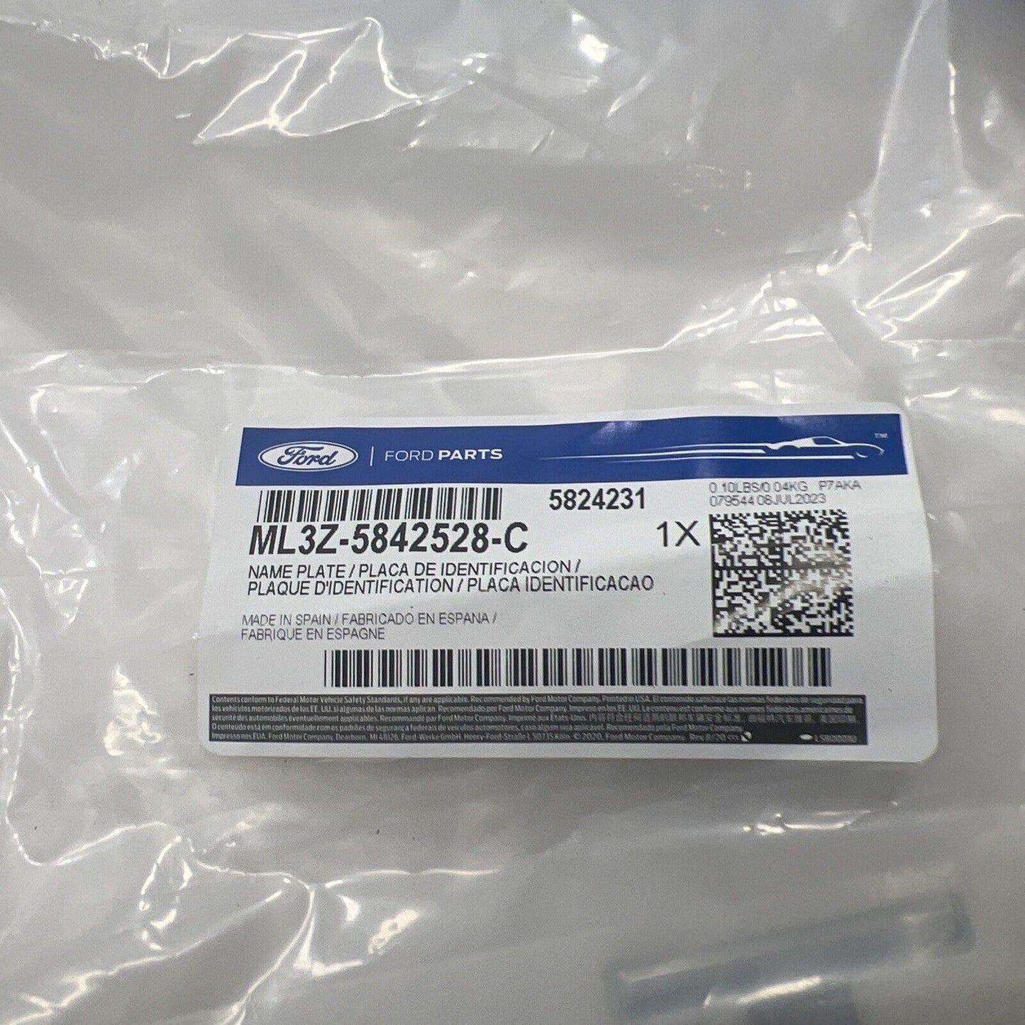 New OEM Genuine Ford NamePlate ML3Z5842528C