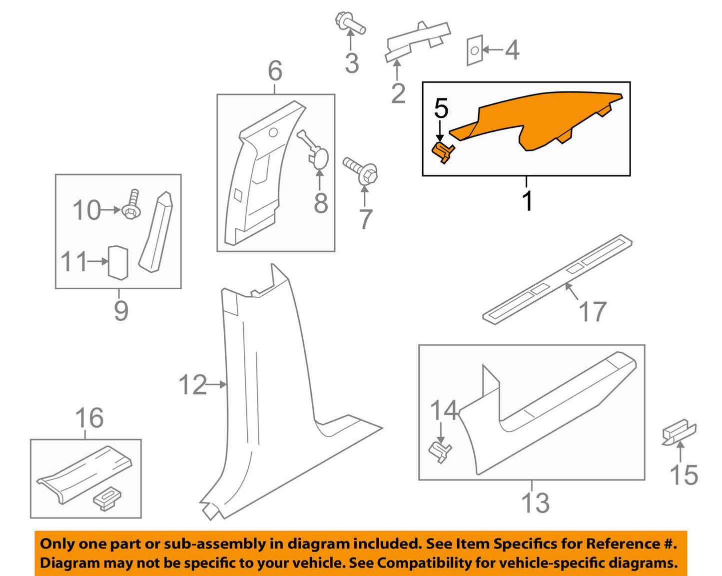 New OEM Lincoln MKX Interior Windshield Pillar Trim Right 11-15 BA1Z7803598BA