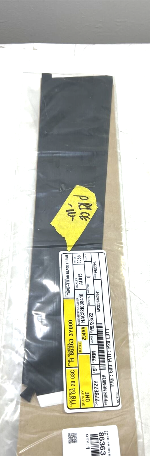 Genuine OEM Hyundai Elantra Black Out Tape 2011-2015 863633Y000