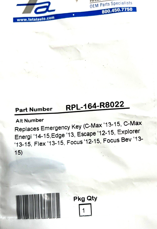 New OEM Ford Emergency High Security Key Blade Insert 164-R8022