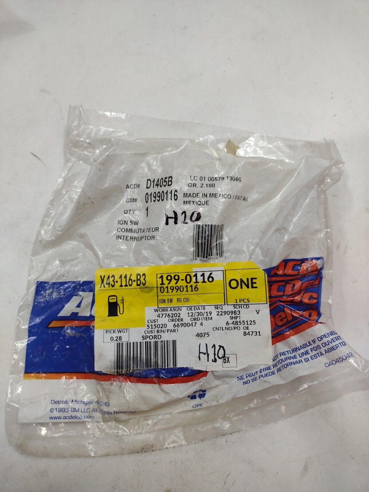 Genuine OEM GM Chevy Caramo Steering Column Ignition Switch 1984-2002 1990116