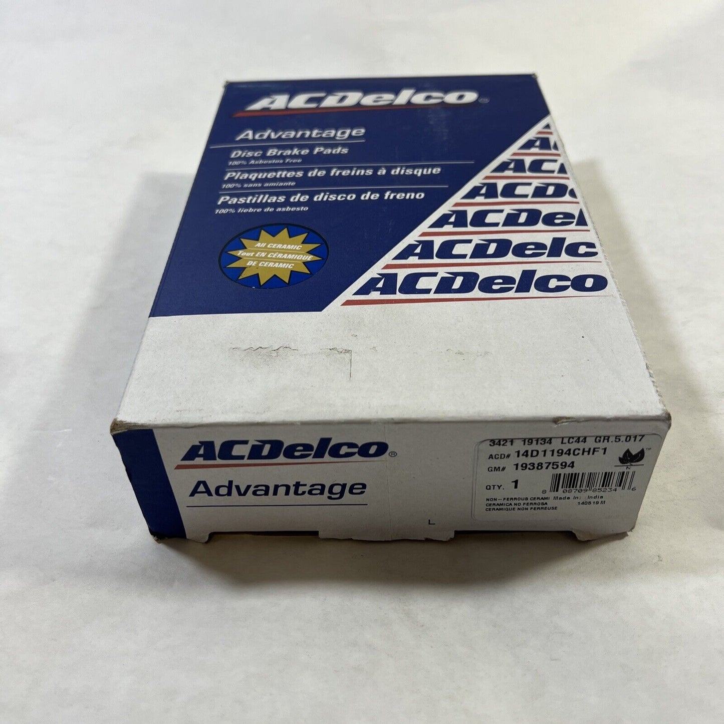 Genuine OEM GM ACDelco Ceramic Rear Disc Brake Pad Set 19387594