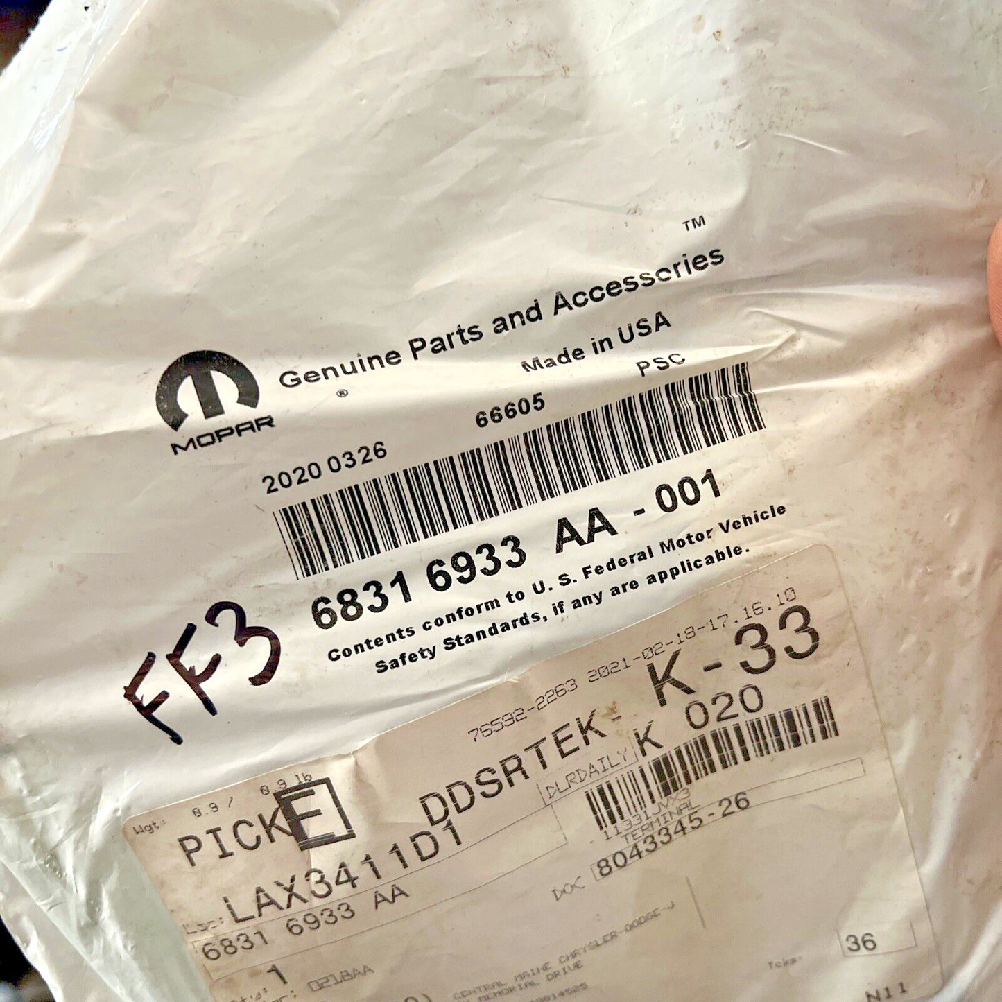 Genuine OEM Mopar 6.3MM Unsealed Tin - Wiring 68316933AA