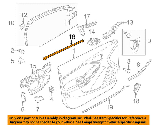 New OEM Ford Focus Weatherstrip Interior Front Passenger Side 15-18 F1EZ5821456A